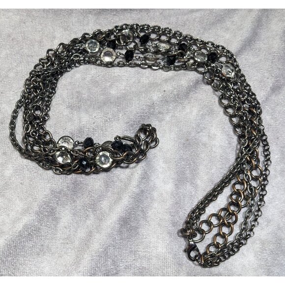 Glam Goth Multilayer Gemmed Chain Necklace - Picture 5 of 5
